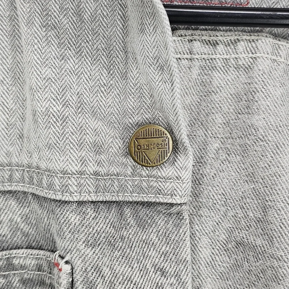 Vintage OshKosh B'gosh Jacket Kids 10 Gray Herringbone‎ Denim Workwear 90s USA